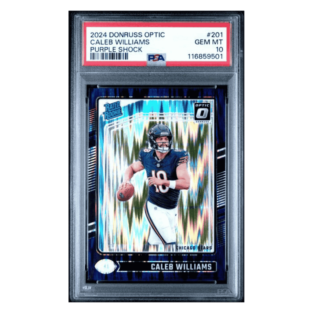 Caleb Williams PSA 10 2024 Panini Donruss Optic Purple Shock Rated Rookie Card #201