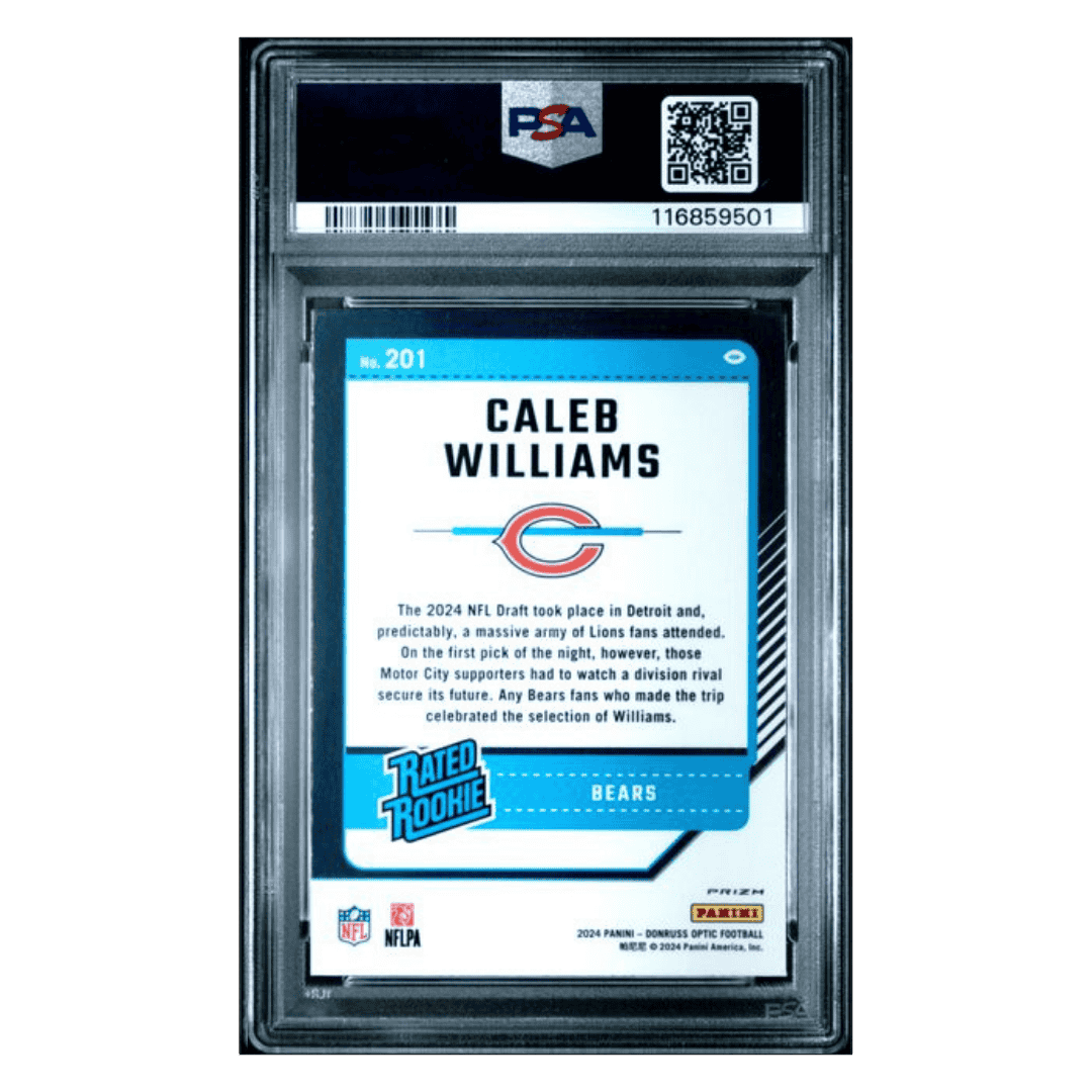 Caleb Williams PSA 10 2024 Panini Donruss Optic Purple Shock Rated Rookie Card #201