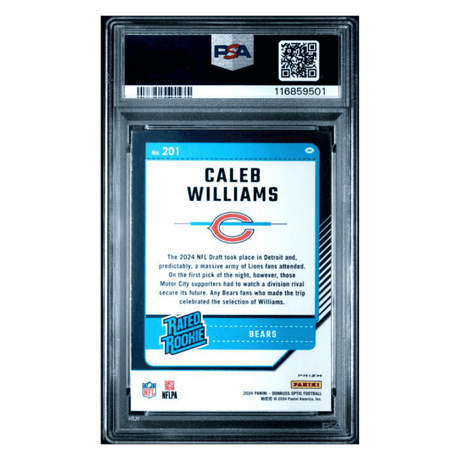Caleb Williams PSA 10 2024 Panini Donruss Optic Purple Shock Rated Rookie Card #201