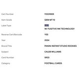 Caleb Williams PSA 10 2024 Panini Instant Studio Rookies Card #SR33