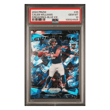 Caleb Williams PSA 10 2024 Panini Prizm Fireworks Blue Ice #d /99 Rookie RC Card #25