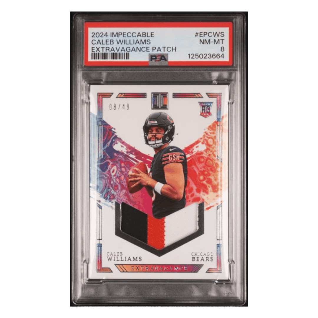 Caleb Williams PSA 8 2024 Panini Impeccable Extravagance Patch #d/ 49 Card #EPCWS