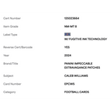 Caleb Williams PSA 8 2024 Panini Impeccable Extravagance Patch #d/ 49 Card #EPCWS