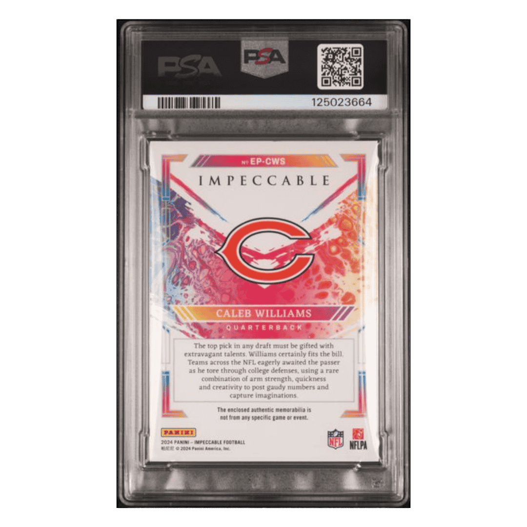 Caleb Williams PSA 8 2024 Panini Impeccable Extravagance Patch #d/ 49 Card #EPCWS