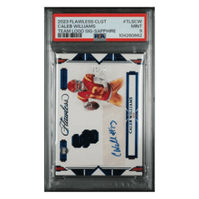 Caleb Williams PSA 9 2023 Panini Flawless Collegiate Team Logo Signature Sapphire Rookie RC #d/ 15 Card #TLSCW