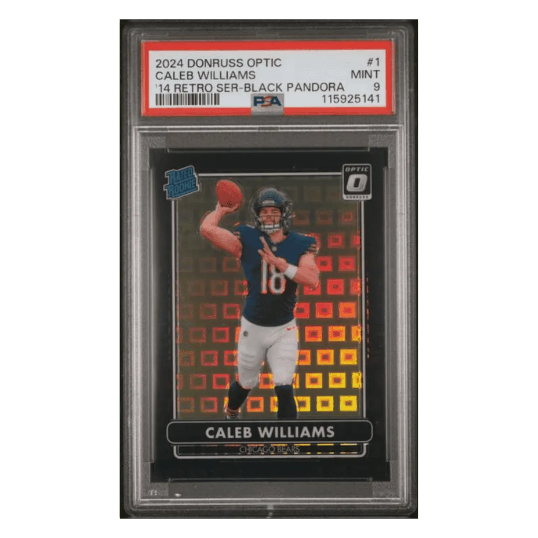Caleb Williams PSA 9 2024 Panini Donruss Optic '14 Retro Series Black Pandora Rated Rookie #d/ 25 Card #1