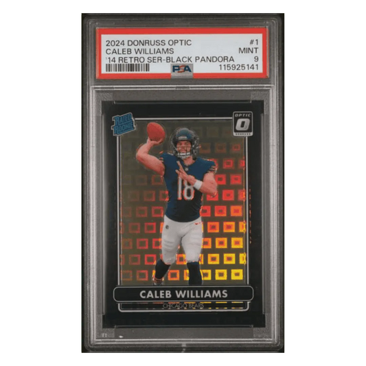 Caleb Williams PSA 9 2024 Panini Donruss Optic '14 Retro Series Black Pandora Rated Rookie #d/ 25 Card #1