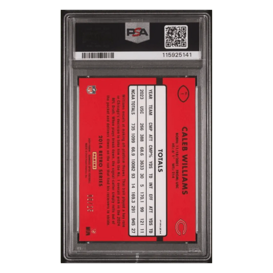 Caleb Williams PSA 9 2024 Panini Donruss Optic '14 Retro Series Black Pandora Rated Rookie #d/ 25 Card #1