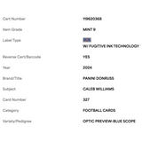 Caleb Williams PSA 9 2024 Panini Donruss Optic Preview Blue Scope Rated Rookie Card #327