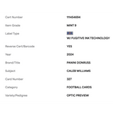 Caleb Williams PSA 9 2024 Panini Donruss Optic Preview Rated Rookie Card #327