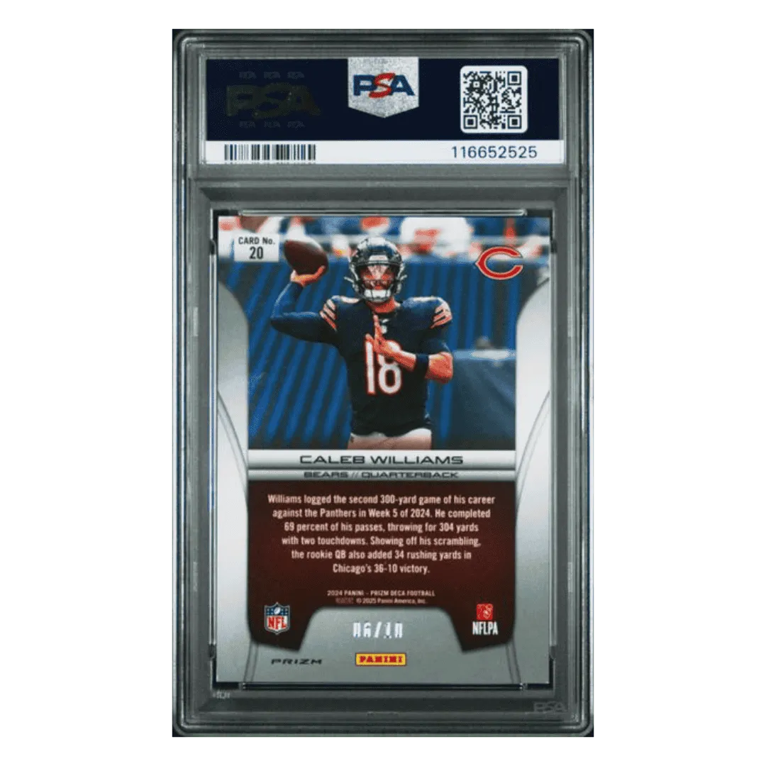 Caleb Williams PSA 9 2024 Panini Prizm Deca Brilliance Gold Prizm #d/ 10 Card #20