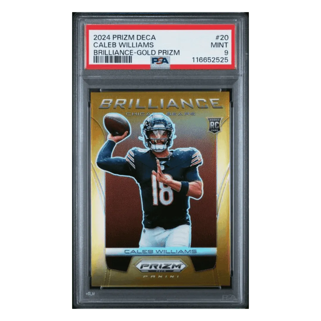 Caleb Williams PSA 9 2024 Panini Prizm Deca Brilliance Gold Prizm #d/ 10 Card #20