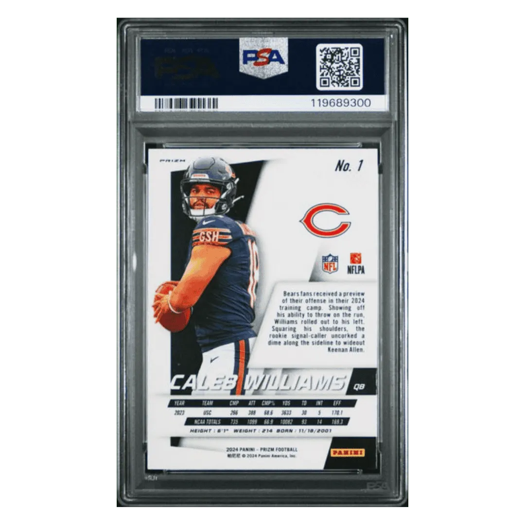 Caleb Williams PSA 9 2024 Panini Prizm Flashback Rookie No Huddle Card #1