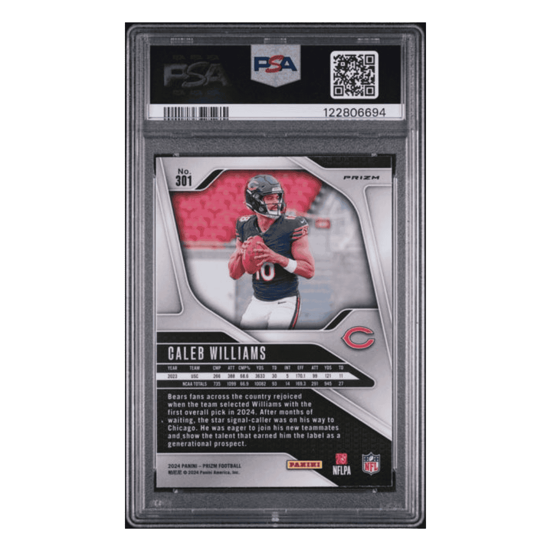Caleb Williams PSA 9 2024 Panini Prizm Lazer Rookie RC Card #301