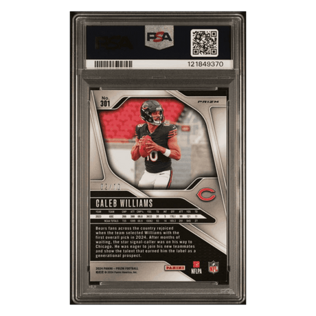 Caleb Williams PSA 9 2024 Panini Prizm No Huddle Neon Green #d/10 Card #301