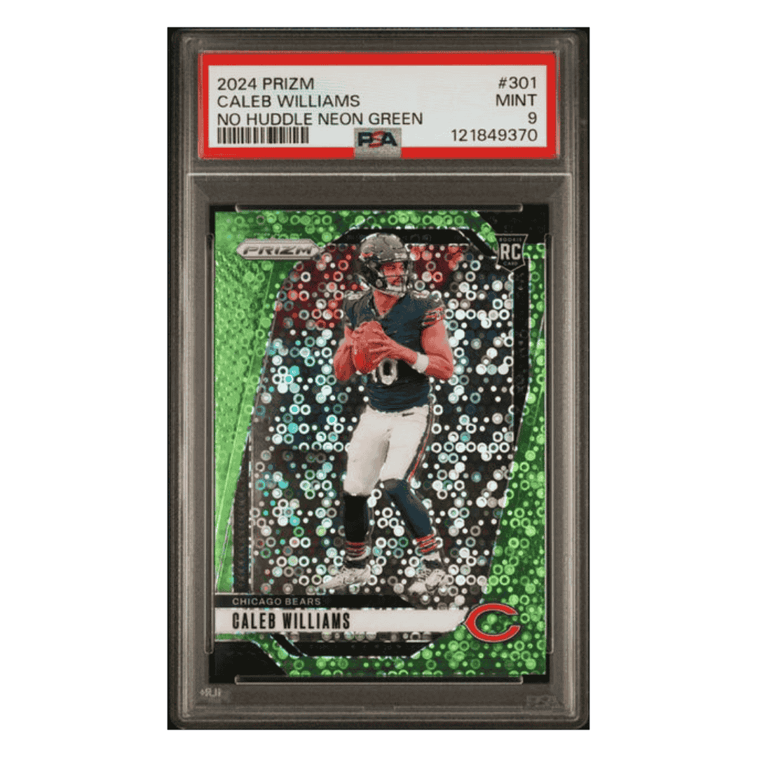 Caleb Williams PSA 9 2024 Panini Prizm No Huddle Neon Green #d/10 Card #301