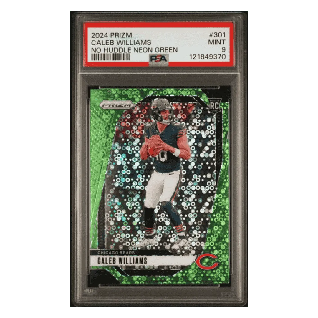 Caleb Williams PSA 9 2024 Panini Prizm No Huddle Neon Green #d/10 Card #301