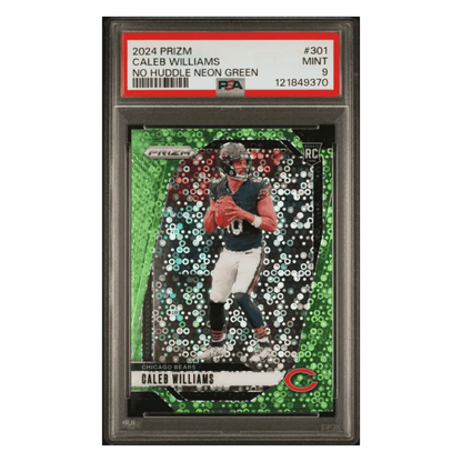 Caleb Williams PSA 9 2024 Panini Prizm No Huddle Neon Green #d/10 Card #301