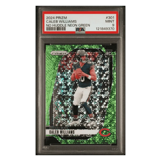 Caleb Williams PSA 9 2024 Panini Prizm No Huddle Neon Green #d/10 Card #301
