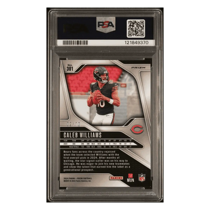 Caleb Williams PSA 9 2024 Panini Prizm No Huddle Neon Green #d/10 Card #301