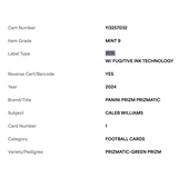 Caleb Williams PSA 9 2024 Panini Prizm Prizmatic Green Prizm Rookie RC Card #1