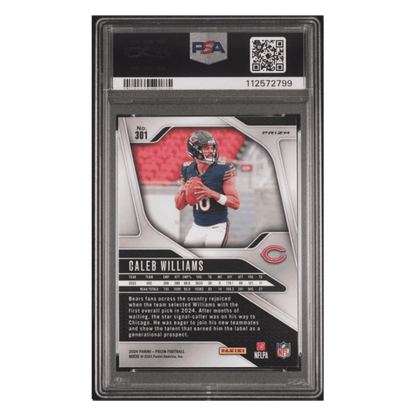 Caleb Williams PSA 9 2024 Panini Prizm Red White Blue Rookie RC Card #301