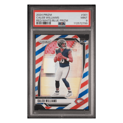 Caleb Williams PSA 9 2024 Panini Prizm Red White Blue Rookie RC Card #301