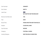 Caleb Williams PSA 9 2024 Panini Spectra Next Era Relic Patch Neon Pink Rookie RC #d/15 Card #NECWS