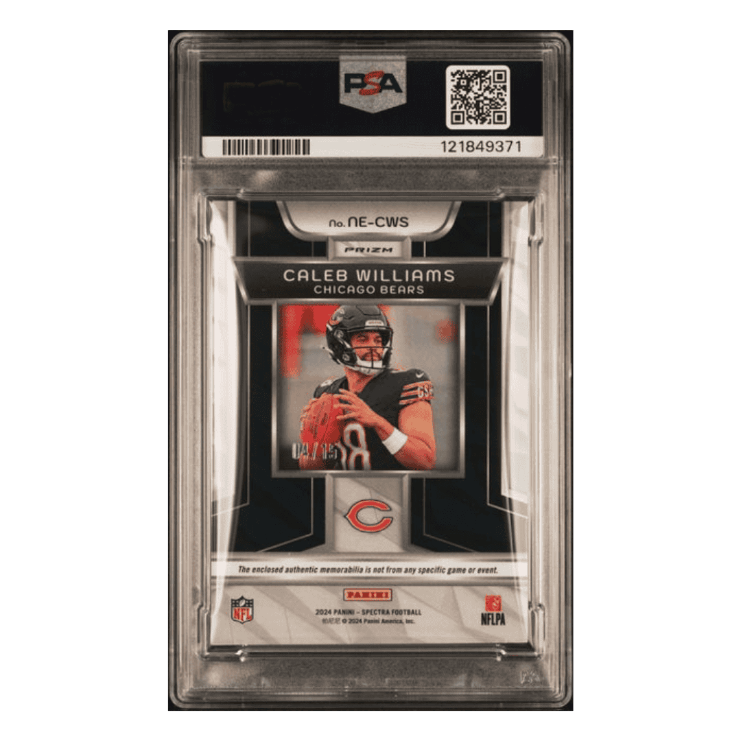 Caleb Williams PSA 9 2024 Panini Spectra Next Era Relic Patch Neon Pink Rookie RC #d/15 Card #NECWS