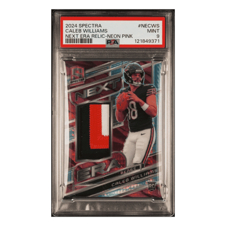 Caleb Williams PSA 9 2024 Panini Spectra Next Era Relic Patch Neon Pink Rookie RC #d/15 Card #NECWS