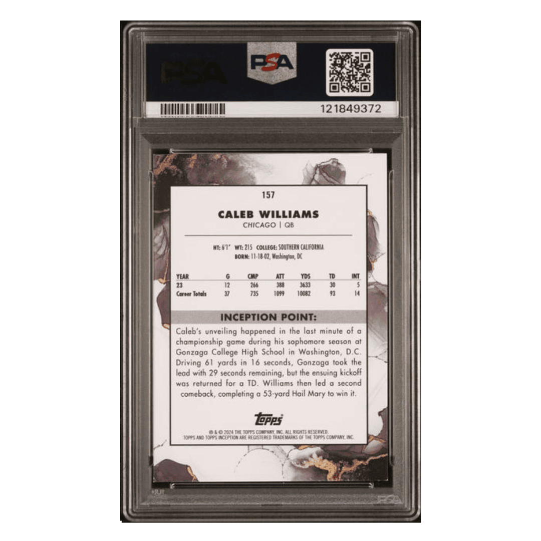 Caleb Williams PSA 9 2024 Topps Inception Red #d/75 Card #157