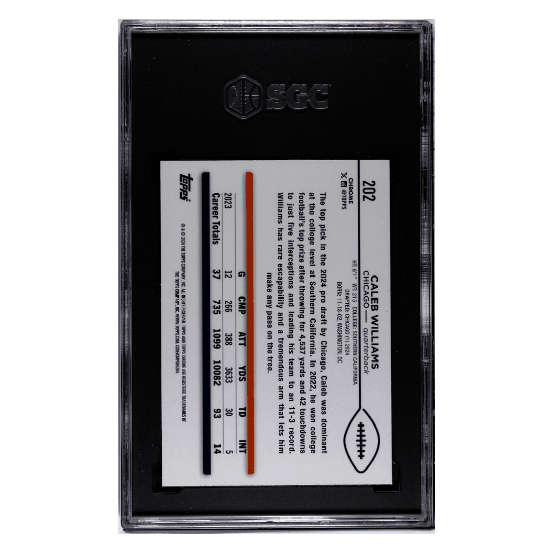 Caleb Williams SGC 9 2024 Topps Chrome Magenta Refractor #d/ 399 Card #202