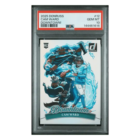 Cam Ward PSA 10 2025 Panini Donruss Downtown! Rookie RC Card #12