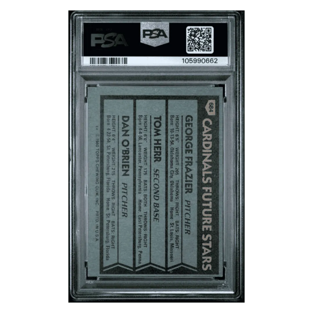 Cardinals Future Stars PSA 6 1980 Topps Frazier/ Herr/ O'Brien Card #684