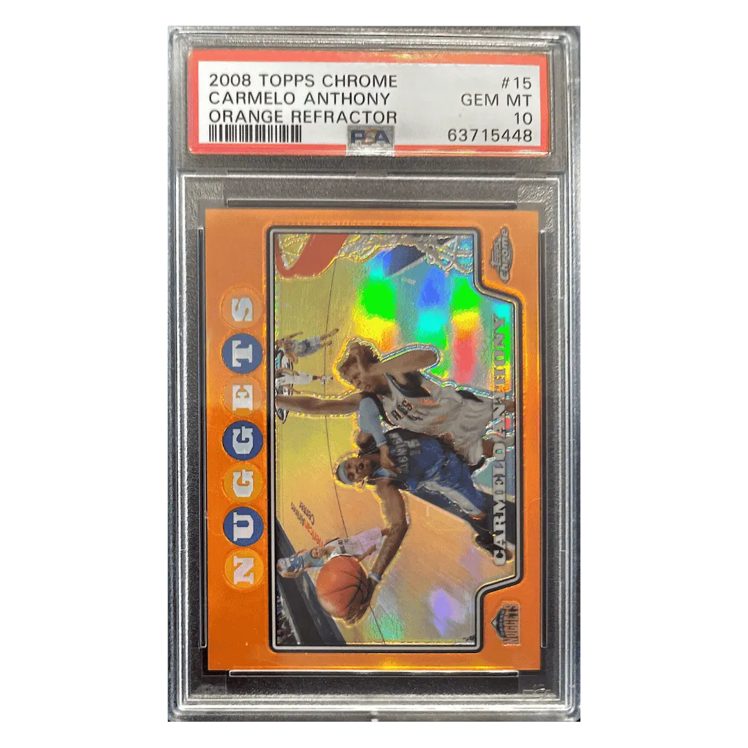 Carmelo Anthony PSA 10 2008 Topps Chrome Orange Refractor #d/ 499 Card #15