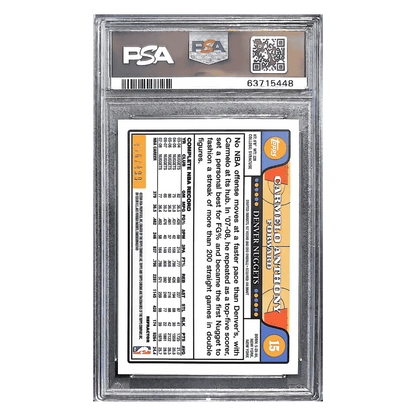 Carmelo Anthony PSA 10 2008 Topps Chrome Orange Refractor #d/ 499 Card #15
