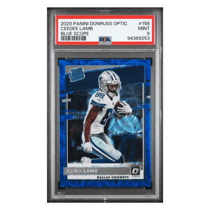 CeeDee Lamb PSA 9 2020 Panini Donruss Optic Blue Scope Rated Rookie Card #156