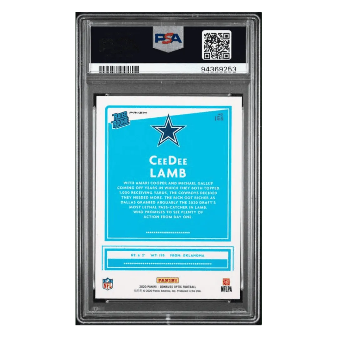 CeeDee Lamb PSA 9 2020 Panini Donruss Optic Blue Scope Rated Rookie Card #156