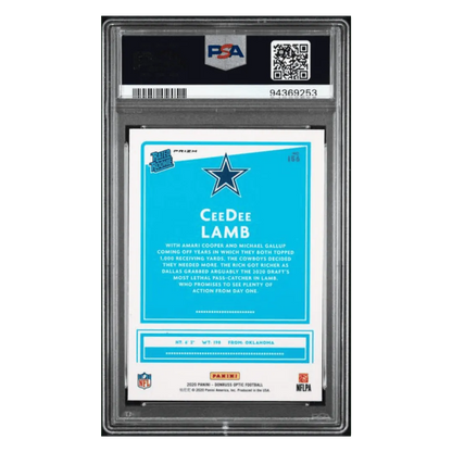 CeeDee Lamb PSA 9 2020 Panini Donruss Optic Blue Scope Rated Rookie Card #156