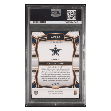 CeeDee Lamb PSA 9 2023 Panini Select Phenomenon Tie Dye Prizm Card #PHCLA