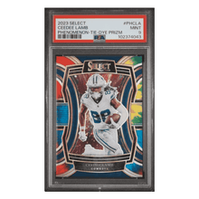 CeeDee Lamb PSA 9 2023 Panini Select Phenomenon Tie Dye Prizm Card #PHCLA