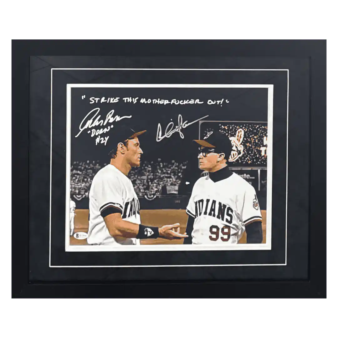 Charlie Sheen and Corbin Bernsen Major League Dual Autographed Framed 11x14 w/ Inscription - Beckett