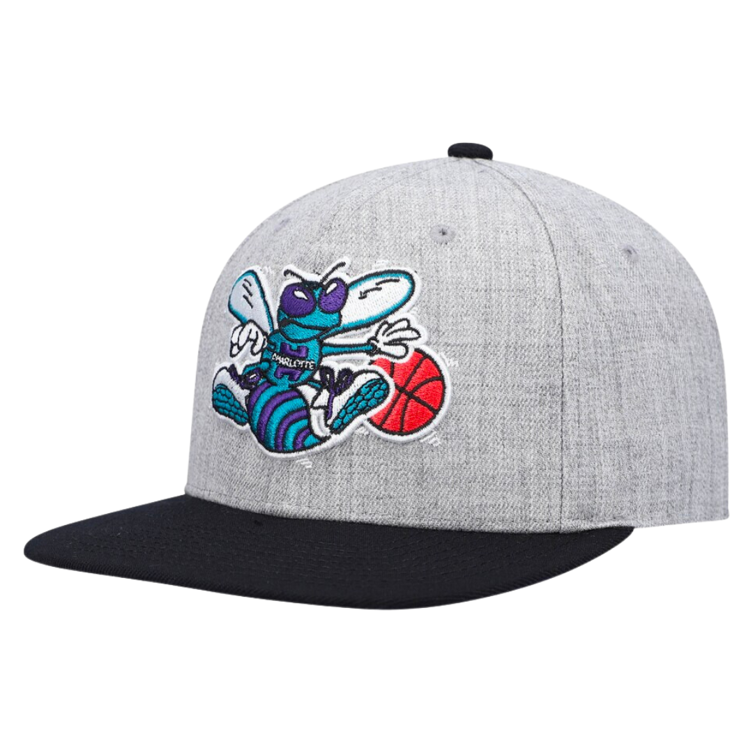 Charlotte Hornets Mitchell and Ness Heather Underpop Snapback Hat