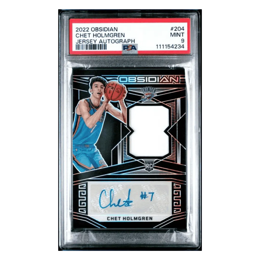 Chet Holmgrem PSA 9 2022 Panini Obsidian Jersey Autograph #d / 99 Card #204