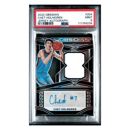 Chet Holmgrem PSA 9 2022 Panini Obsidian Jersey Autograph #d / 99 Card #204