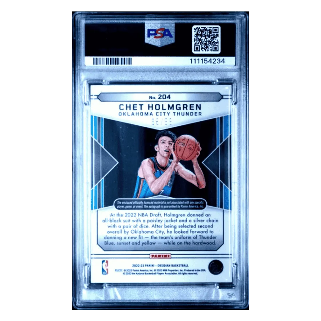 Chet Holmgrem PSA 9 2022 Panini Obsidian Jersey Autograph #d / 99 Card #204