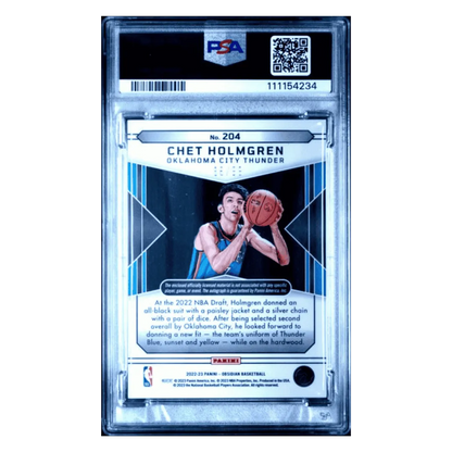 Chet Holmgrem PSA 9 2022 Panini Obsidian Jersey Autograph #d / 99 Card #204
