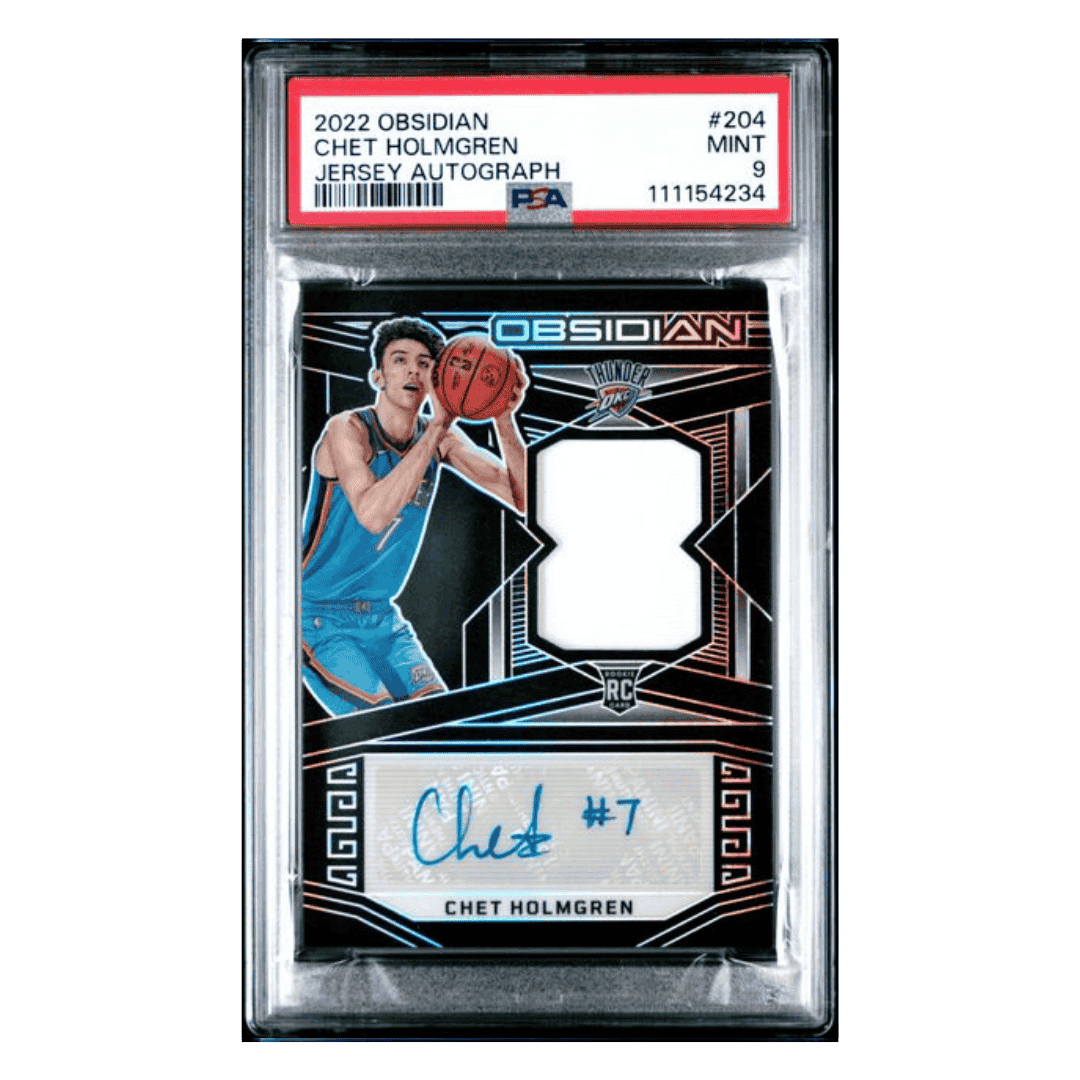 Chet Holmgrem PSA 9 2022 Panini Obsidian Jersey Autograph #d / 99 Card #204