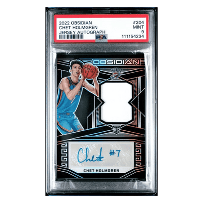 Chet Holmgrem PSA 9 2022 Panini Obsidian Jersey Autograph #d / 99 Card #204