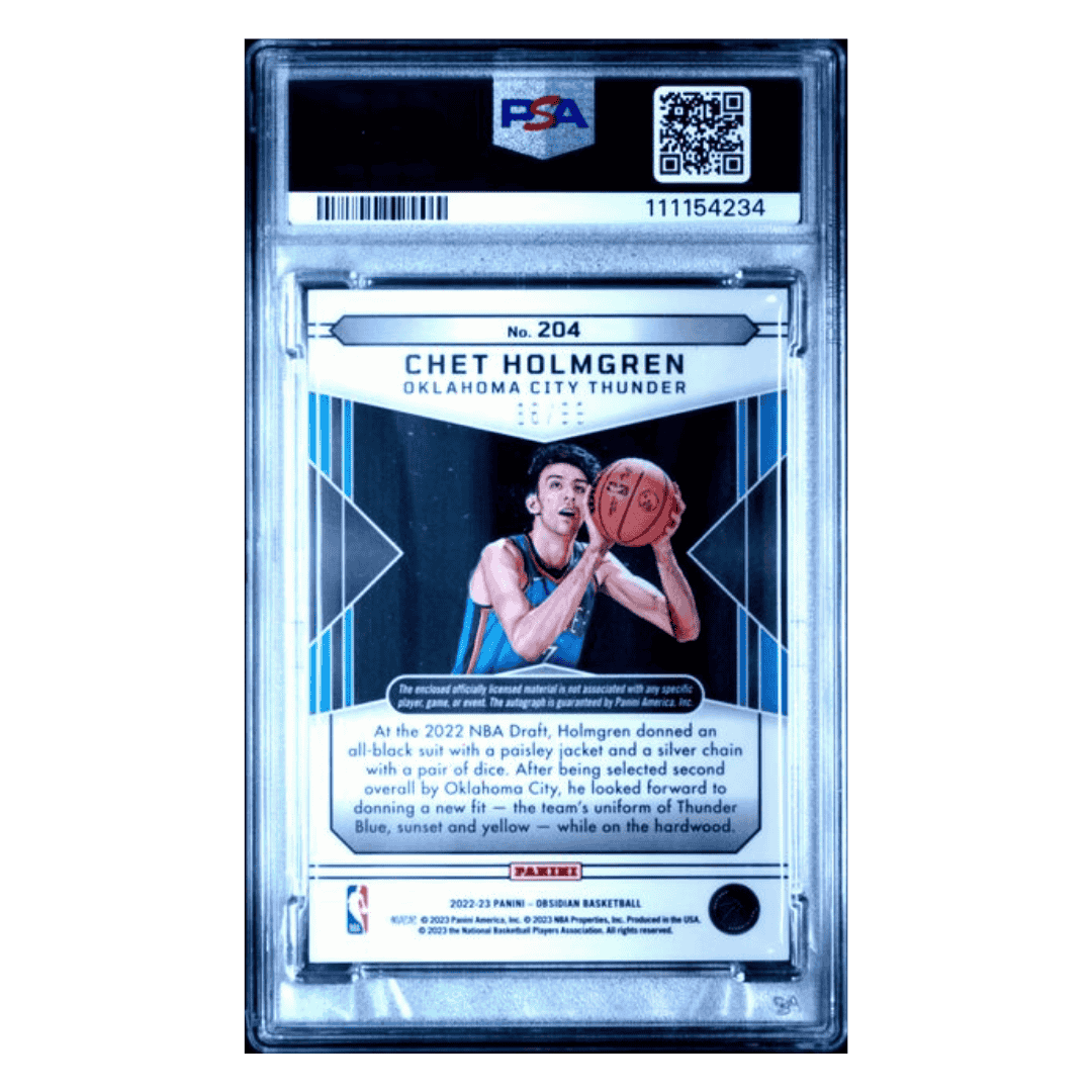 Chet Holmgrem PSA 9 2022 Panini Obsidian Jersey Autograph #d / 99 Card #204
